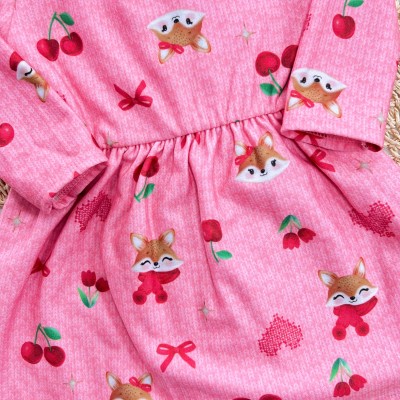Vestido Raposinha e Frutinhas - Rosa